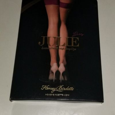 Honey Birdette Julie Berry Stockings Luxury Thigh High Stay Ups size Large new